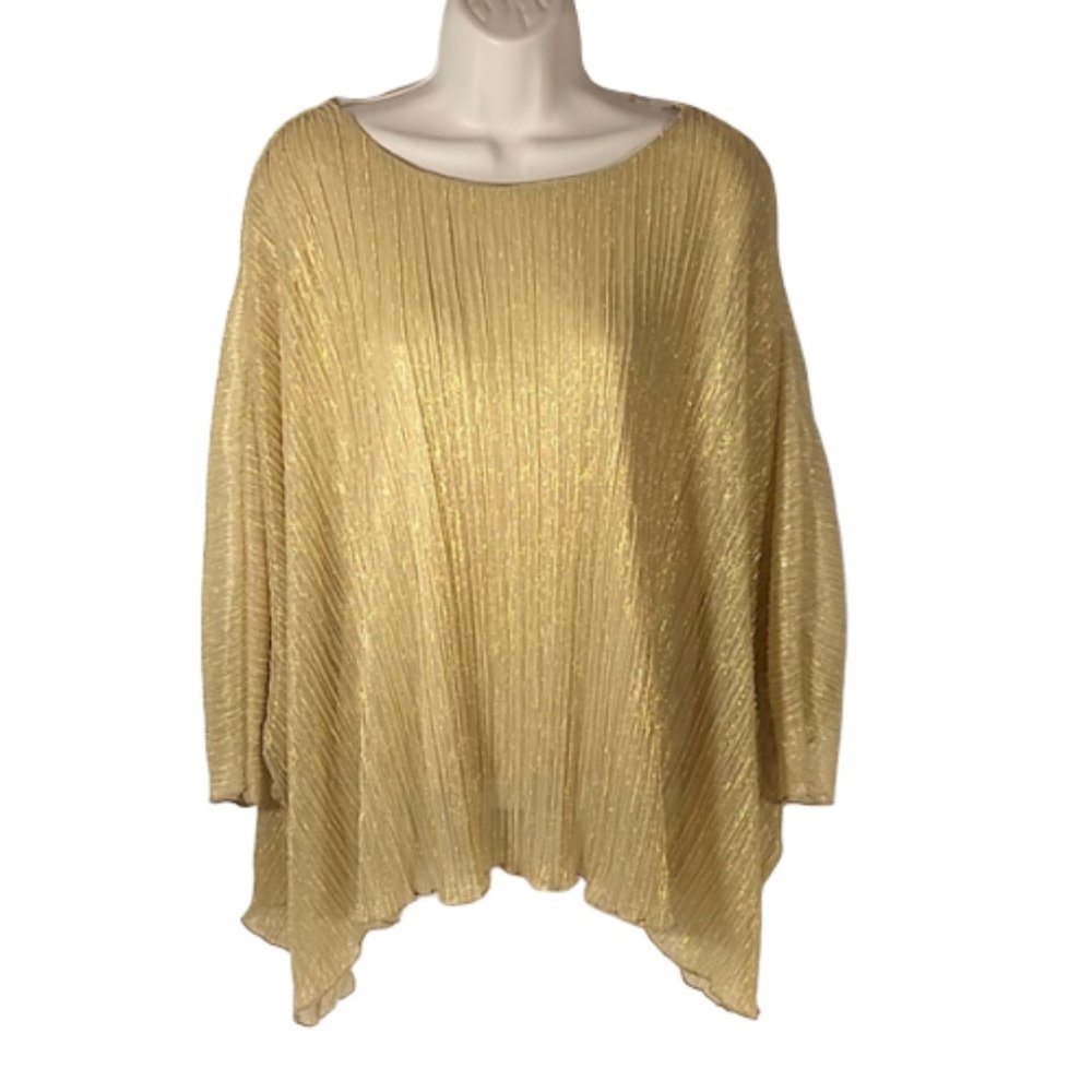 Gold Lame' Top cha cha vente Size Large Party Blouse Holiday New Years Party
